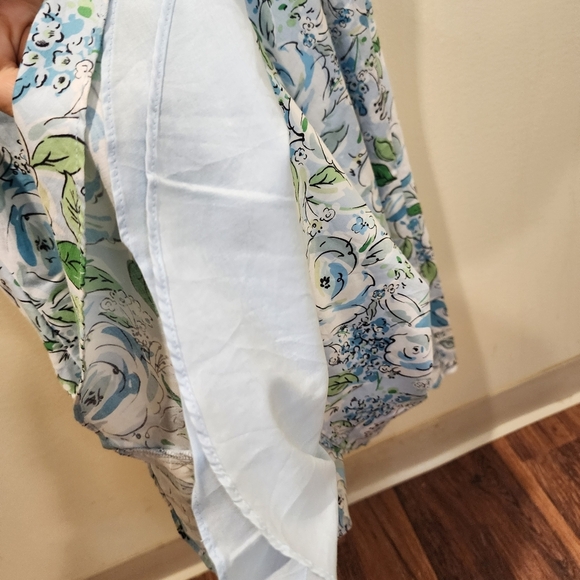 LOFT Women's Floral.Light Blue Cotton Midi Dress Size 12 - Picture 11 of 12